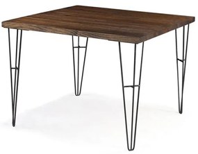 Mesa de Jantar Bronx Quadrada Rustic Brown Base Aco Grafite 100cm - 64902 Sun House