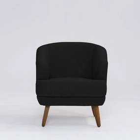 Poltrona Decorativa Milão D07 Pés Madeira Linho Preto - D'Rossi