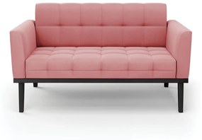 Sofá Namoradeira 2 Lugares Base de Madeira Preto Elisa Suede D03 - D'Rossi - Rose