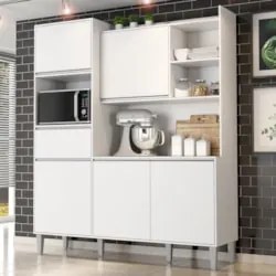 Armário de Cozinha Compacta 160cm 5 Portas Isabel Branco - AJL Móve