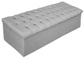 Recamier Baú Estofada Mel 160 cm Queen Size Com Capitonê Suede Cinza - ADJ Decor
