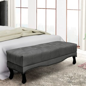 Puff Recamier Retrô Luis Xv Captonê para Quarto Vicenza 160cm Suede S04 - D'Rossi - Cinza