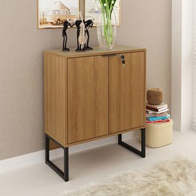 Balcão com chave para Escritório Home Office ME4154 MDP Amendoa/Preto G69 - Gran Belo