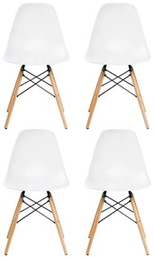 KIT 4 Cadeira Decorativa para Sala e Cozinha Garabit Branco G04 - Gran Belo
