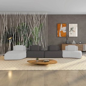 Sofá 4 Lugares Orgânico com Chaise e 3 Módulos Berlim Bouclê Cz K01 - D'Rossi - Cinza Claro/Grafite