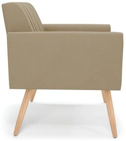 Poltrona Viena Gomada Suede Marrom Rato Pés Palito Natural - D'Rossi