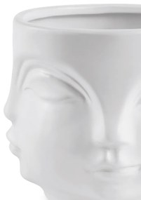 Cachepot "Rosto" Branco Em Ceramica 14,5x17 Cm  - D'Rossi