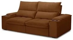 Sofá Retrátil 3 Lugares com Porta Copo 210cm Andes F05 Veludo Terracot