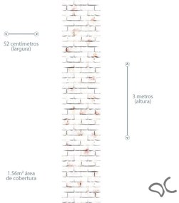 Papel de Parede Tijolo Branco Patinado 0.52m x 3.00m