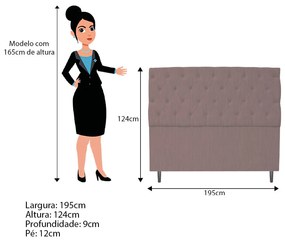 Kit Cabeceira e Calçadeira Liverpool 195 cm King Size Linho Rosê - ADJ Decor