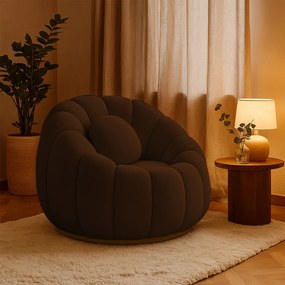 Poltrona Decorativa Orgânica Giratória Cloud Bouclê E03 - D'Rossi - Marrom