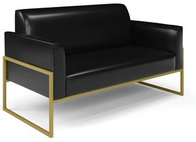 Sofá Namoradeira com 2 Poltronas Base Industrial Alta Dourado Marisa Corano D03 - D'Rossi - Preto