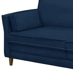 Sofá Living 3 Lugares 220cm Pés Madeira Efraim F05 Veludo Azul - Mpoze