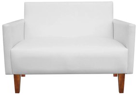 Namoradeira Jade 02 Lugares Corino Branco Pés Chanfrado Castanho - D'Rossi