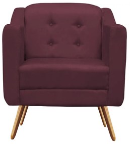 Poltrona Bruna Pé Palito Suede Bordô