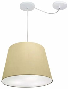 Lustre Pendente Cone Com Desvio Md-4280 Cúpula 30/30x40cm Algodão Crú - Bivolt