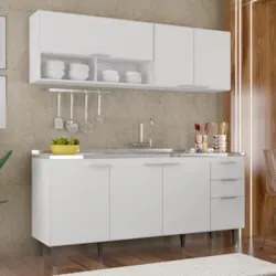 Armário de Cozinha CP01 Com Pia 180cm Pérola Z34 Branco     - Mpozenat