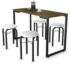 Conjunto Mesa de Cozinha Prattica Industrial 120cm com 4 Banquetas F02
