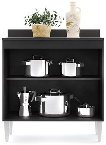 Balcão de Cozinha Lavanderia Com Tampo 02 Portas Sara Preto e Cinza 80 Cm - D'Rossi