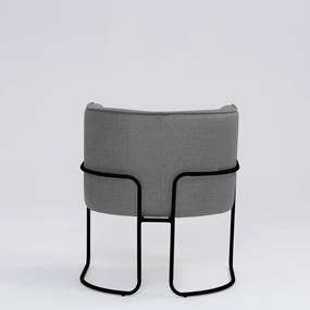 Poltrona Decorativa Belinda D07 Base Aço Linho Mescla Cinza - D'Rossi