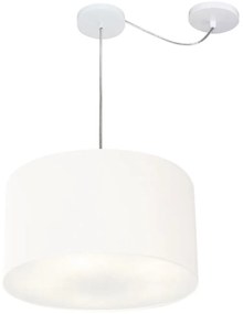 Lustre Pendente Cilíndrico Com Desvio De Centro Md-4163 Cúpula em Tecido 40x25cm Branco - Bivolt