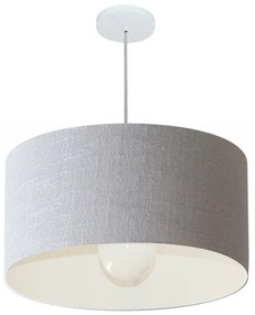 Lustre Pendente Cilíndrico Md-4207 Cúpula em Tecido 55x25cm Rustico Cinza - Bivolt