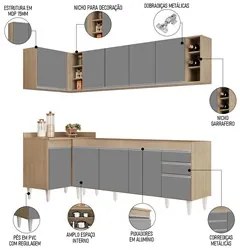 Armário de Cozinha Modulado de Canto Direito 5 Peças CP43 Balcão sem T