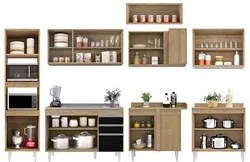 Armário de Cozinha Modulada de Canto 8 Peças CP03 Balcão com Pia Inox