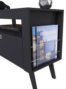 Rack Sala De Estar Com Porta Revistas Para Tv Até 70 Quebec - Preto
