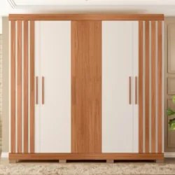 Guarda Roupa Casal 216cm Com 5 Portas Sulla Freijó/Off C01 - Mpozenato