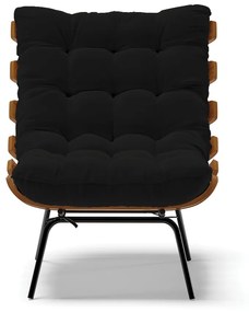 Poltrona Costela Linho Base Metálica Preto - D'Rossi - A79 Preto