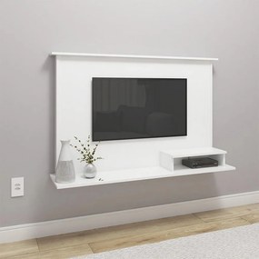 Painel Para TV Até 47" 1 Nicho 2 Prateleiras Premium Branco