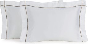 Jogo 2 Fronhas Trussardi Bambu 300 fios Girelli 50x70cm - Branco e Nocciola  Branco e Nocciola