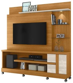 Home Theater Maxim MDP Porta 2 Prateleiras Iluminação LED até 55 Cinamomo/OffWhite G97 - Gran Belo