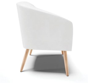 Poltrona Decorativa Pé Palito Natural Stella Sintético PU  D03 - D'Rossi - Branco