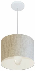 Lustre Pendente Cilíndrico Md-4054 Cúpula em Tecido 30x21cm Rustico Bege - Bivolt