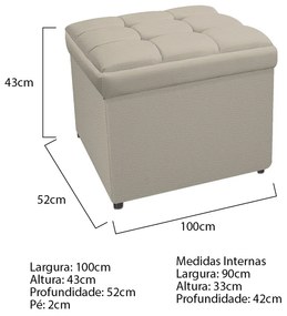 Calçadeira Copenhague 100 cm Solteiro Corano Bege - ADJ Decor
