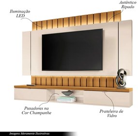 Painel Home Suspenso 2.2 para TV até 70 Pol. Sala de Estar Shawn G26 - Gran Belo - Off White/Cinamomo