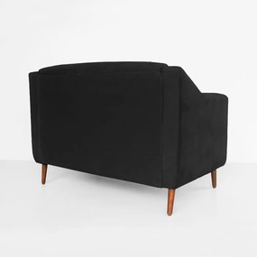 Namoradeira Bruna 1,20 m 2 Lugares Pés Palito Suede Preto