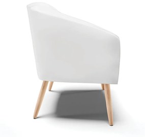 Poltrona Decorativa Pé Palito Natural Stella Sintético D03 - D'Rossi - Branco