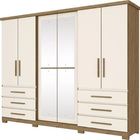Guarda Roupa Roupeiro Casal 4 Portas 6 Gavetas Com espelho