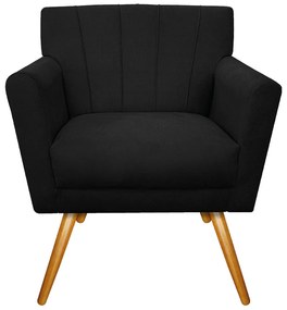 Poltrona Laura Pés Palito Mel Suede Preto - ADJ Decor
