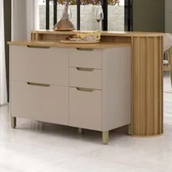 Balcão de Cozinha Tampo e Ilha 164cm Marina Cinammon/Freijó L01 - Mpoz