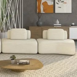 Sofá Ilha 314cm 2 Módulos Sala de Estar Moby Linho Cru Z08 - Mpozenato