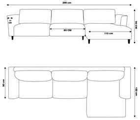 Sofá 290cm com Chaise Direita Franz Suede Rosê - Gran Belo