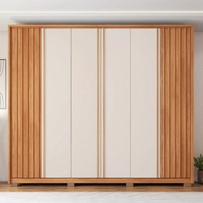 Guarda Roupa Casal 268cm Bravus 6 Portas de Bater com 4 Gavetas MDP Freijo/OffWhite G11 - Gran Belo