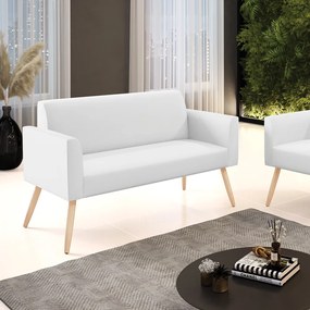 Sofá Namoradeira Pés Palito Natural Marisa Corino Branco D03 - D'Rossi
