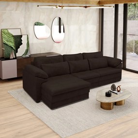 Sofá Retrátil Manual Sala de Estar Nolan Bipartido 257cm Conforto Premium em Couro Marrom Manchado G58 - Gran Belo