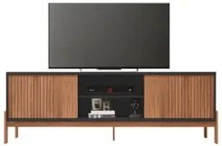 Rack Para Sala Bancada de TV 72 Pol Ripado 184cm Tannen Freijó/Preto -