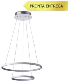 Pendente Orlo Duo Anel Redondo Duplo Ø50Cm Led 40W 3000K Bivolt Branco... (Branco)